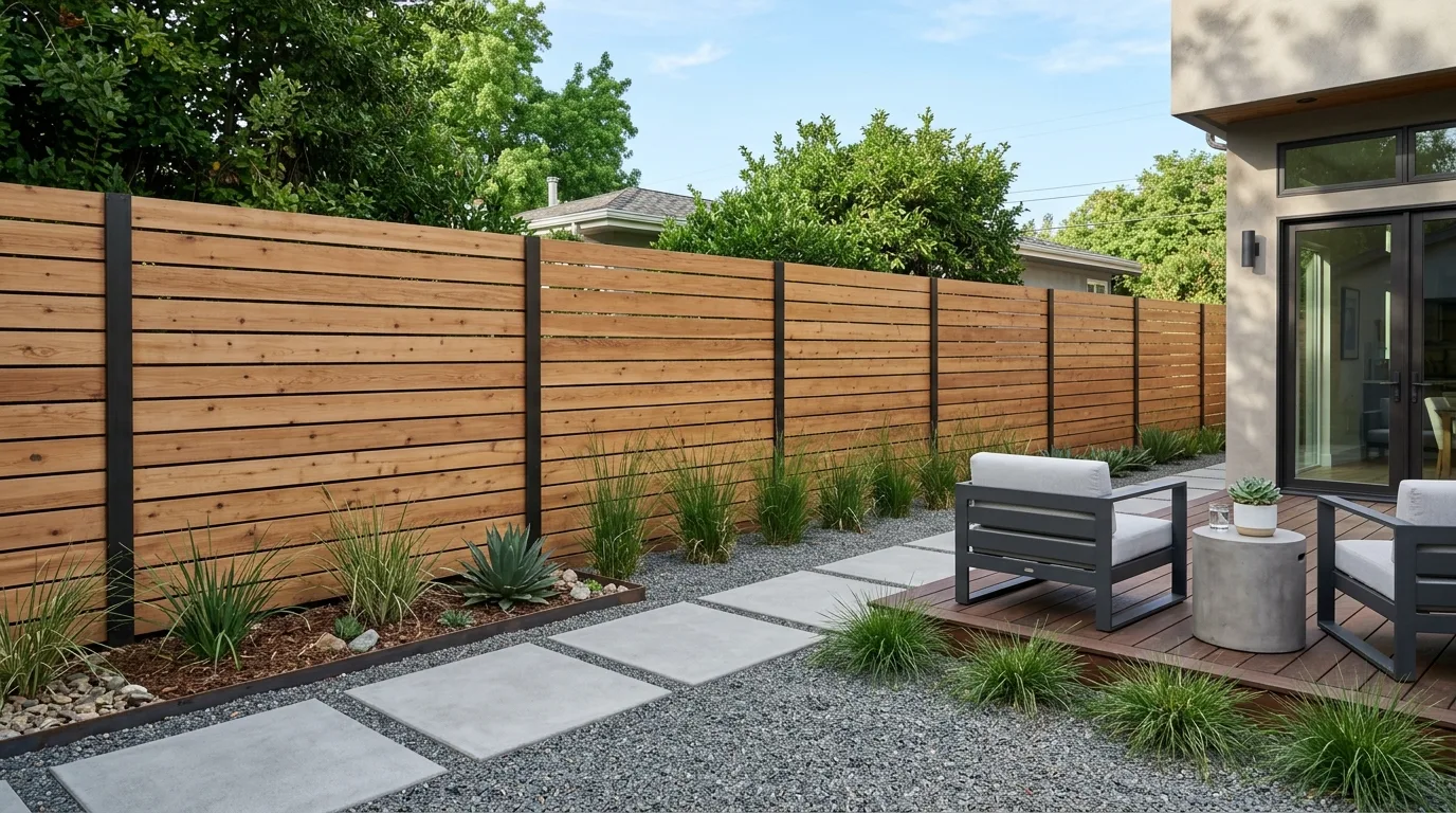 Modern Horizontal Wood Fence